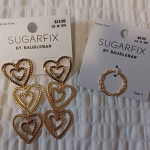 Sugarfix by baublebar Stacked Heart Drop Earrings and ring size 7